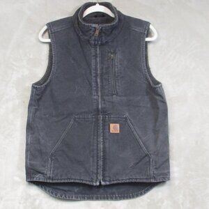 Carhartt Vest Jacket Small Sherpa Lined Fleece V33 Faded Faded Canvas Vintage